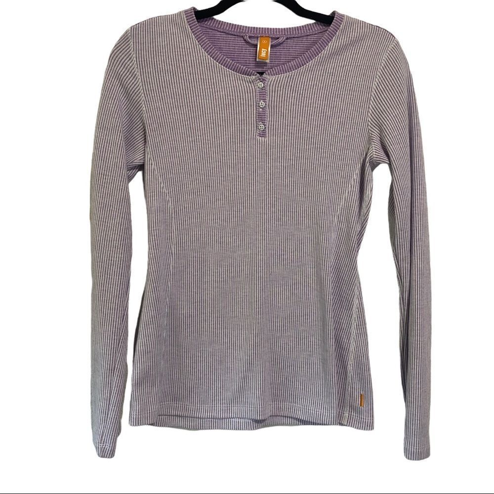 Lucy Long Sleeve Purple White Striped Shirt-Small